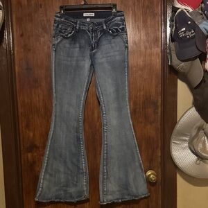 High-Rise Faded Blue Flare Jeans